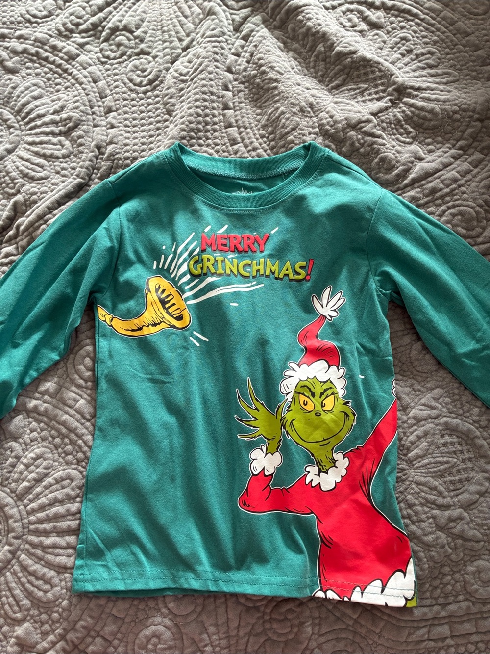 Kids Long Sleeve Grinch Graphic Tee - Green